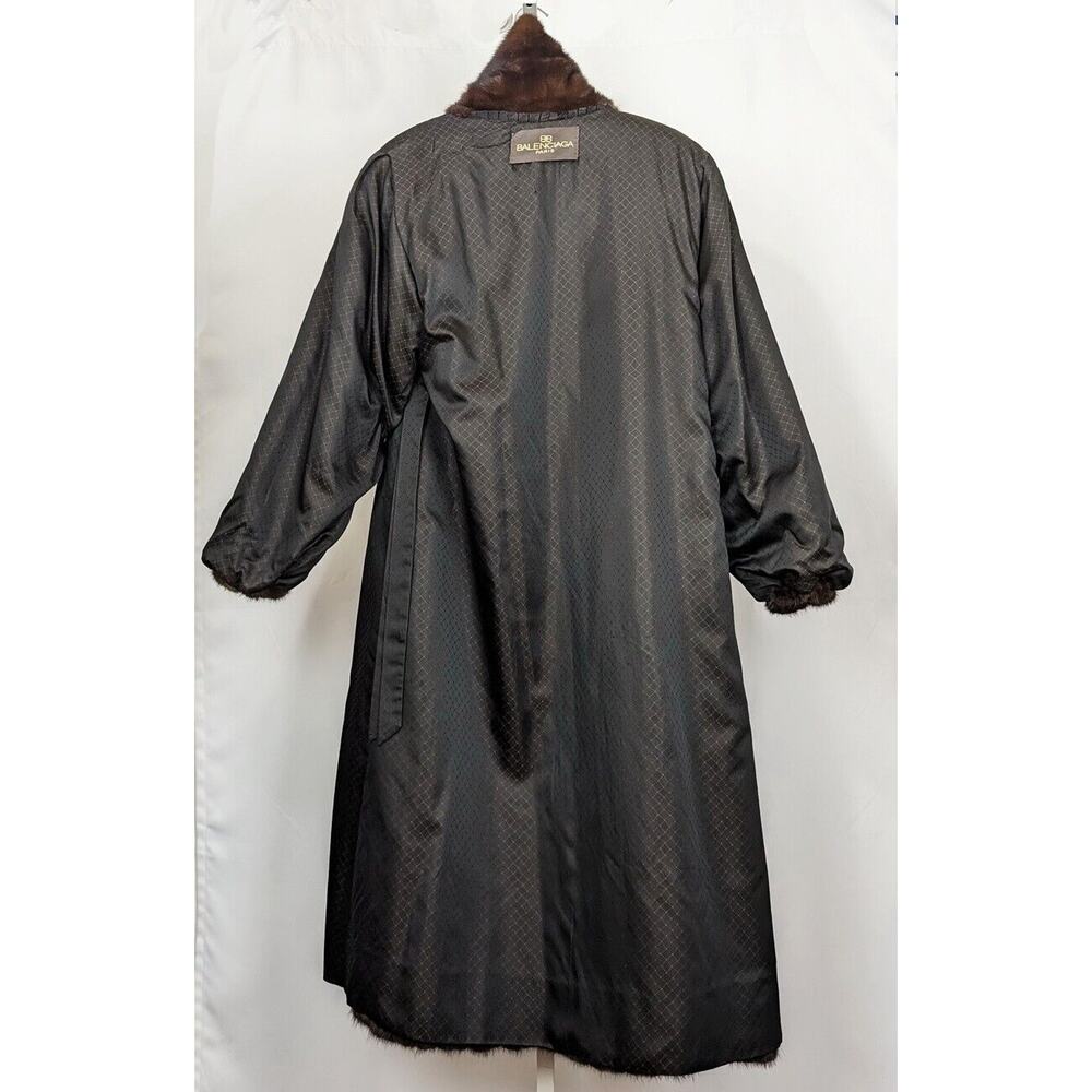 Vintage Mink Coat Balenciaga Full Length Long Brown Women's Size Large - Picture 10 of 15
